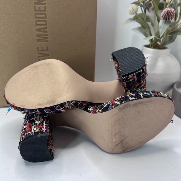 Steve Madden Susan Multi Tweed Platform Chunky Heels Black Multicolor Women 10 M - Picture 9 of 11